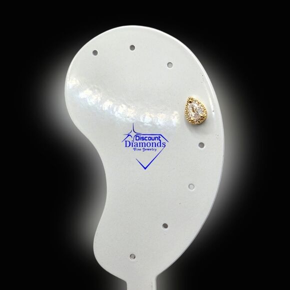 Dainty White Diamond Teardrop 18K Yellow Gold Earrings on 925 Silver - Picture 5 of 8